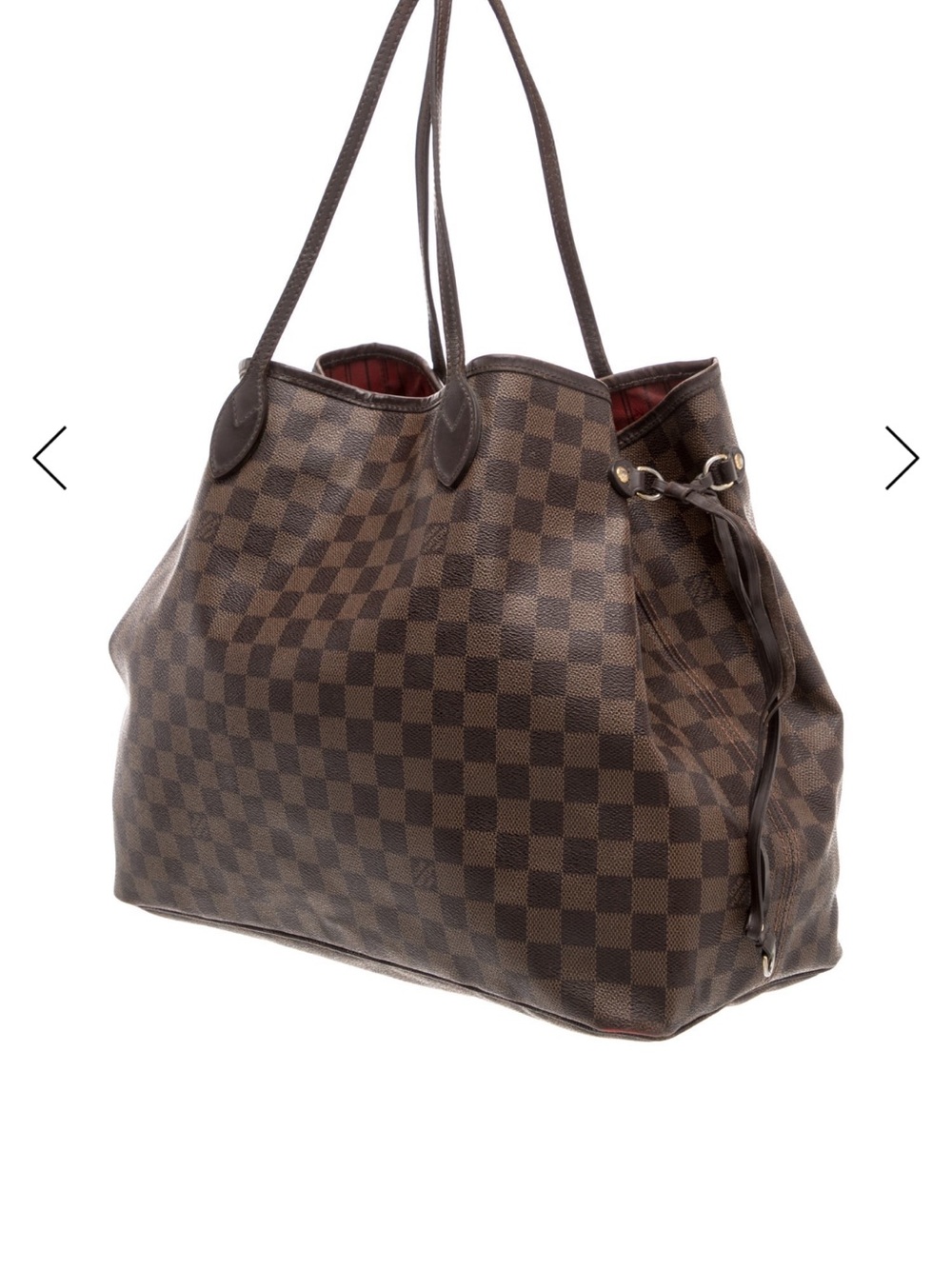 Authentic Louis Vuitton Damier Ebene Neverfull with Red Interior